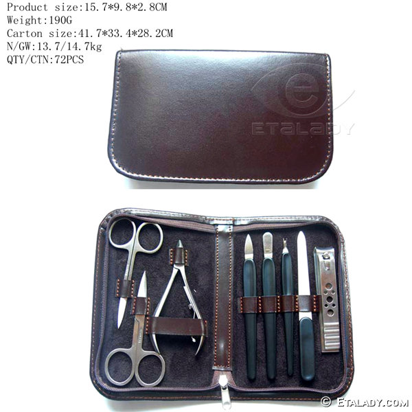 manicure set in leather case