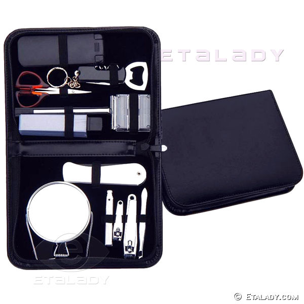 Male Manicure Set, Shaving Kit With Mirror Lighter