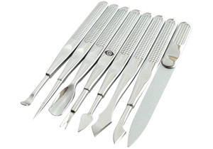 Manicure Implements, cuticle pusher trimmer, nail cleaner