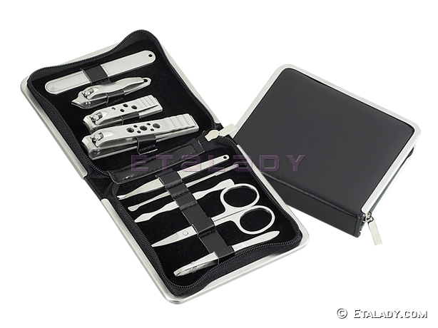Metal frame manicure set with zipper