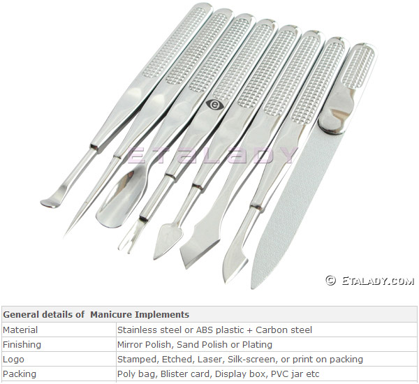 Manicure Implements, Cuticle Pusher, Callus Trimmer