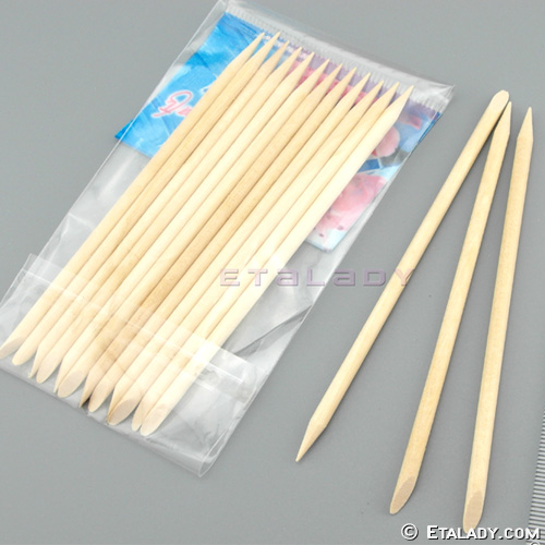 Disposable Orange Wood Cuticle Pushers Sanding Sticks Manicure Pedicure Wooden Nail Stick 